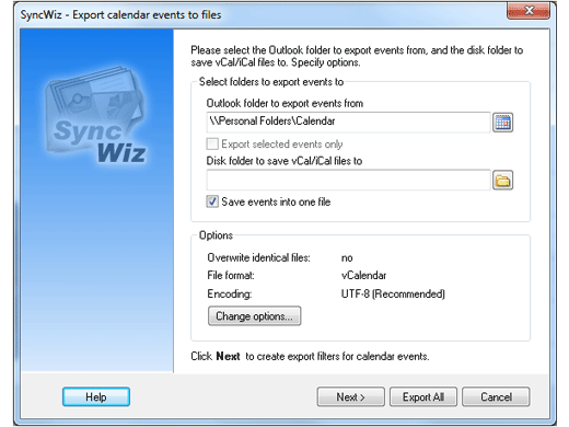 Import ics file icalendar ical to Outlook SyncWiz ics Outlook